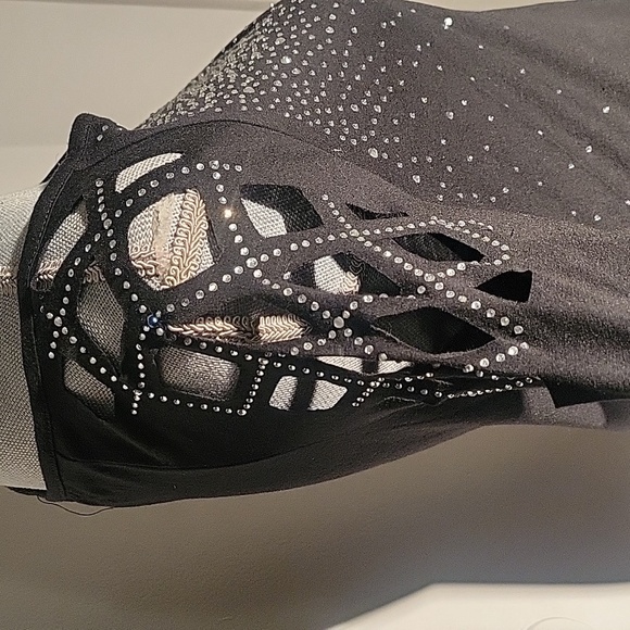 Sheilay Sparkly Black Block Neckline Long Sleeve Blouse, Size: M - Picture 4 of 7